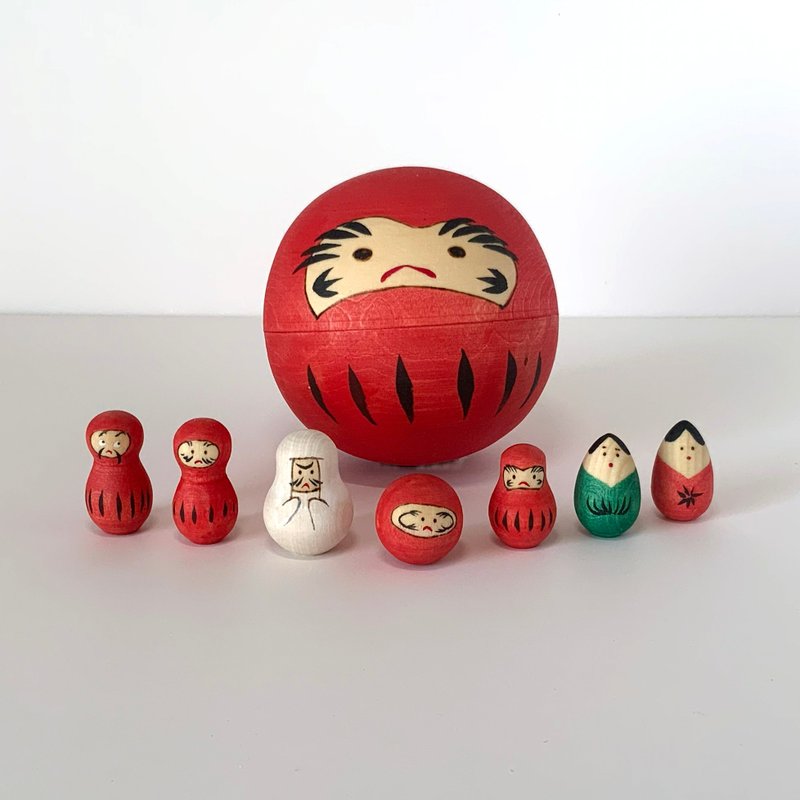 だるまづくし　木のおもちゃ - 公仔/玩偶 - 木頭 紅色