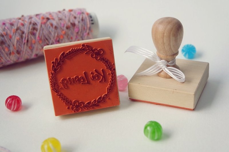 Semi-custom seal / simple wreath text handle chapter - Stamps & Stamp Pads - Plastic Orange