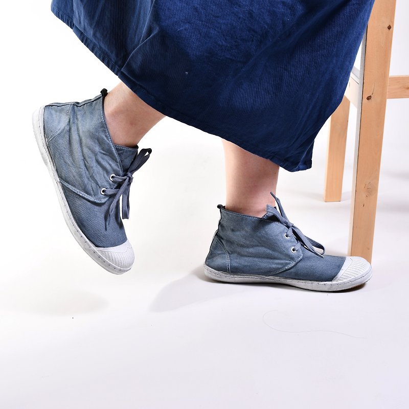 karaboot礦石藍/洗染系列/休閒鞋/帆布鞋 - 女款休閒鞋 - 棉．麻 藍色