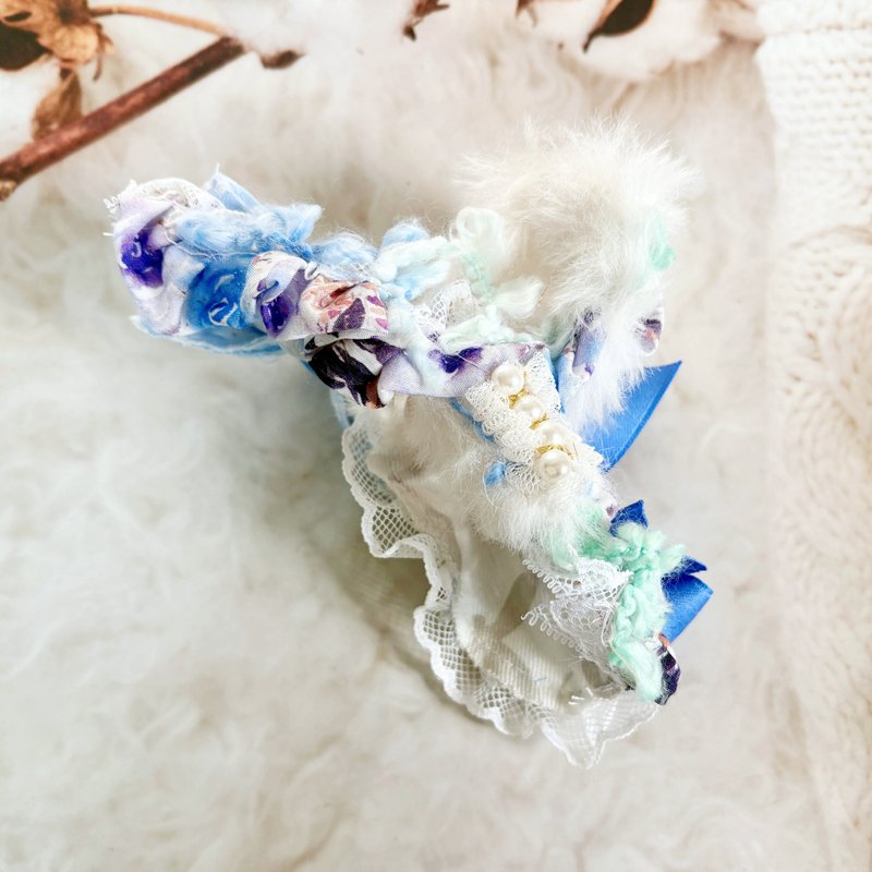 手工編織髮夾/ 毛線鯊魚夾 抓夾 包頭 髮飾 髮夾 頭飾 盤髮 - 髮夾/髮圈 - 其他材質 藍色