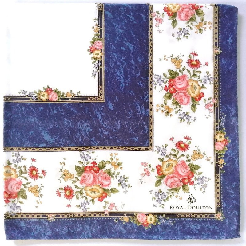 Royal Doulton Vintage Handkerchief Floral Blue 20.5 x 20.5 inches - 手帕 - 棉．麻 藍色