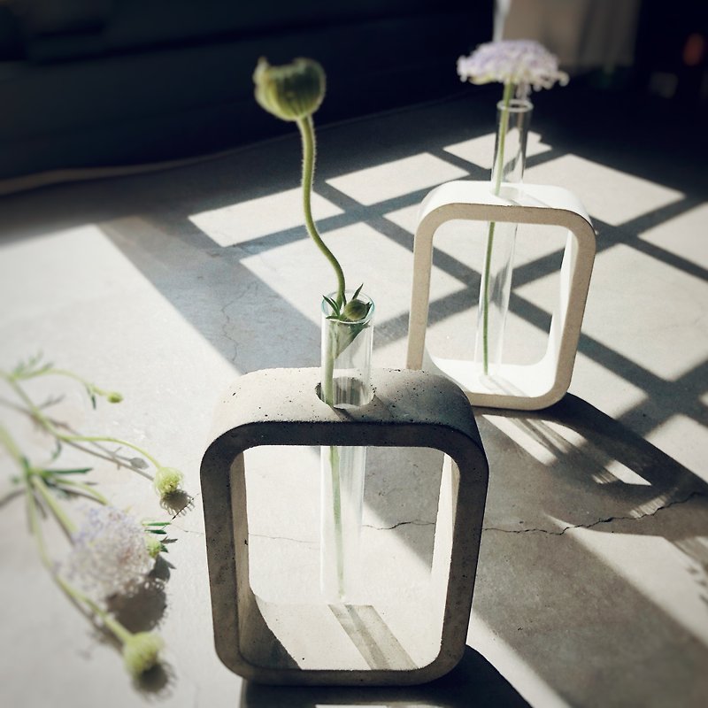 [Graduation Gift] Pure Series-Square Cement Flower Vase - Plants - Cement Gray