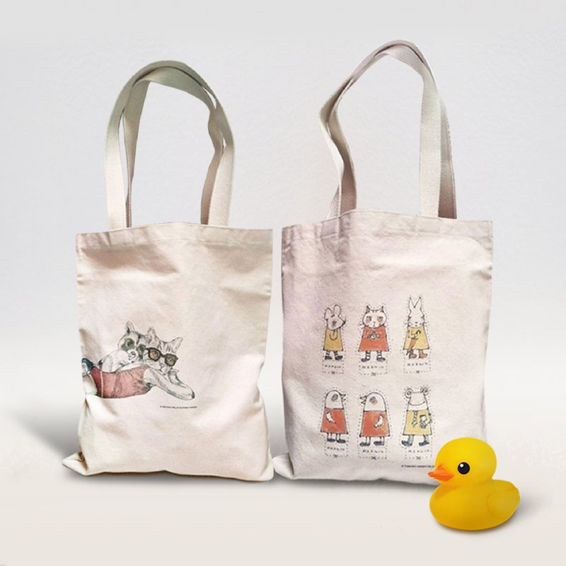 黃色小鴨公仔 X 波隆納百搭帆布袋(二選一) - 手提包/手提袋 - 棉．麻 