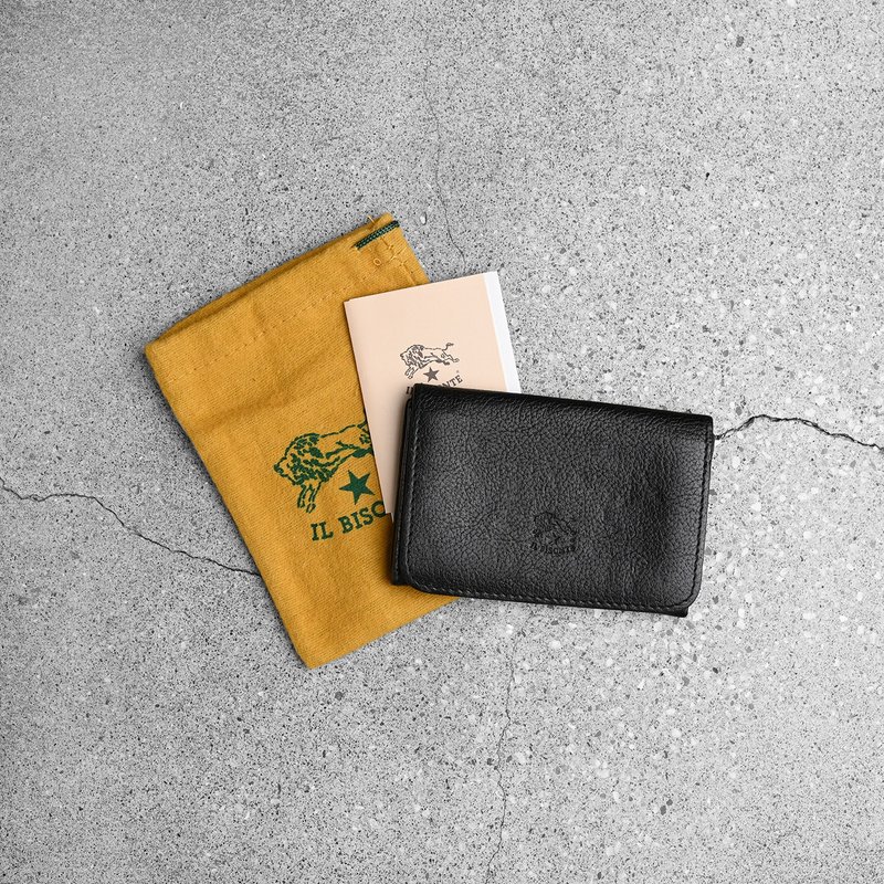 IL BISONTE Vintage Wallet - กระเป๋าสตางค์ - หนังแท้ สีดำ