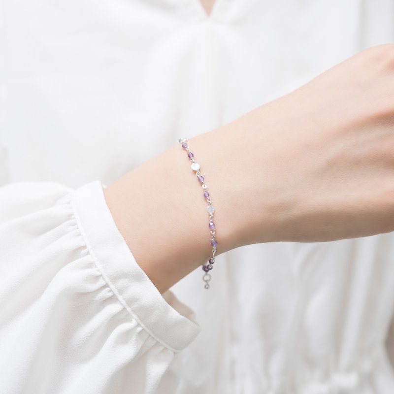 Amethyst Bracelet 紫晶銀片手鏈 - 手鍊/手鐲 - 純銀 