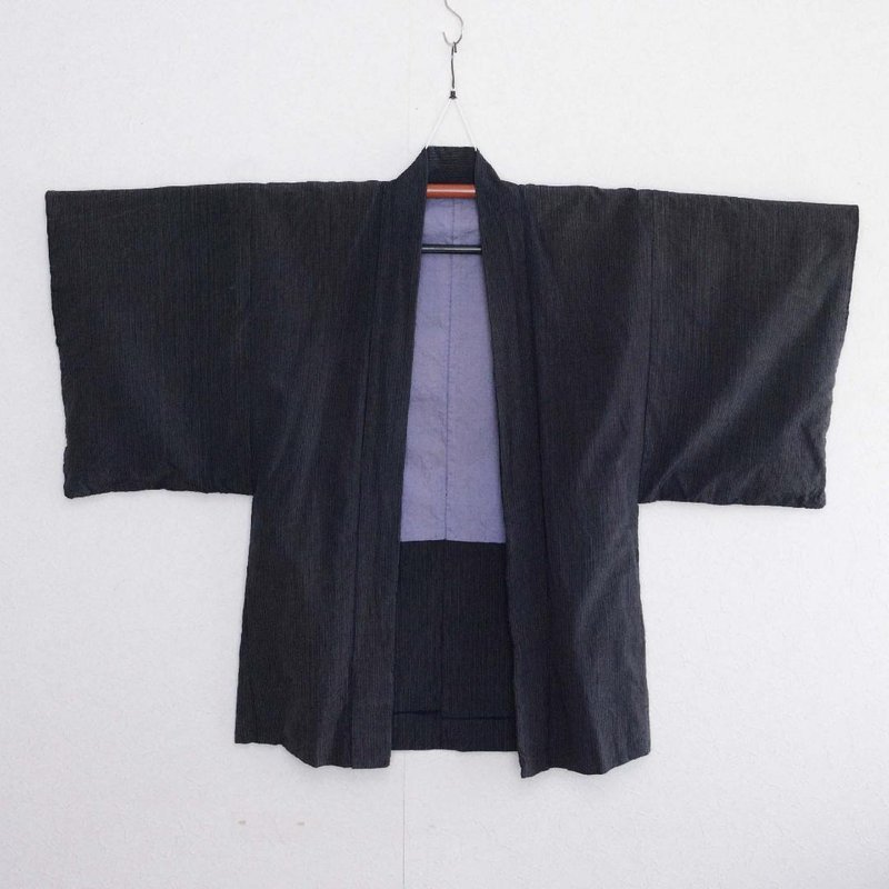 羽織和服男式靛藍染色條紋圖案古董和服日本複古昭和 - 男夾克/外套 - 其他材質 藍色