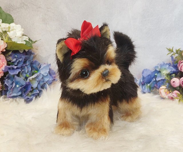 美しいヨークシャー テリア子犬リアルなアート人形 OOAK 犬ぬいぐるみ