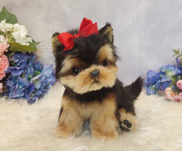 置物 動物 可愛い 犬 ぬいぐるみ ヨークシャーテリア 子犬
