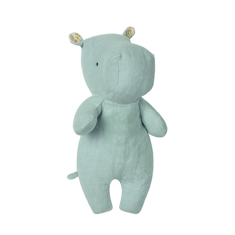 SAFARI FRIENDS, SMALL HIPPO - AQUA - Stuffed Dolls & Figurines - Cotton & Hemp Blue