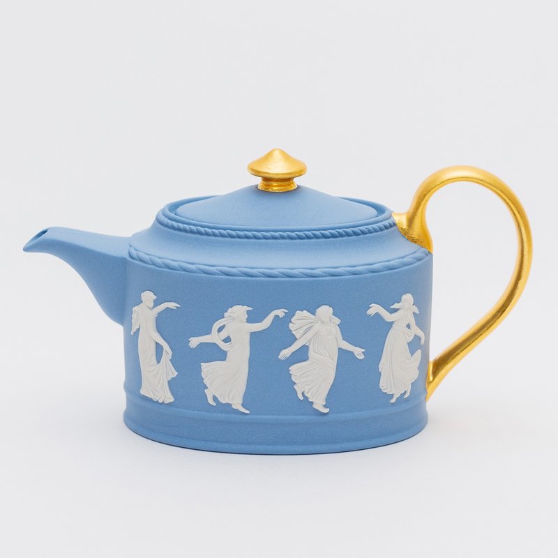 英國製 Wedgwood 手工浮雕 翩然起舞女神 鑲金經典陶瓷小壺 - 咖啡壺/手沖壺 - 瓷 