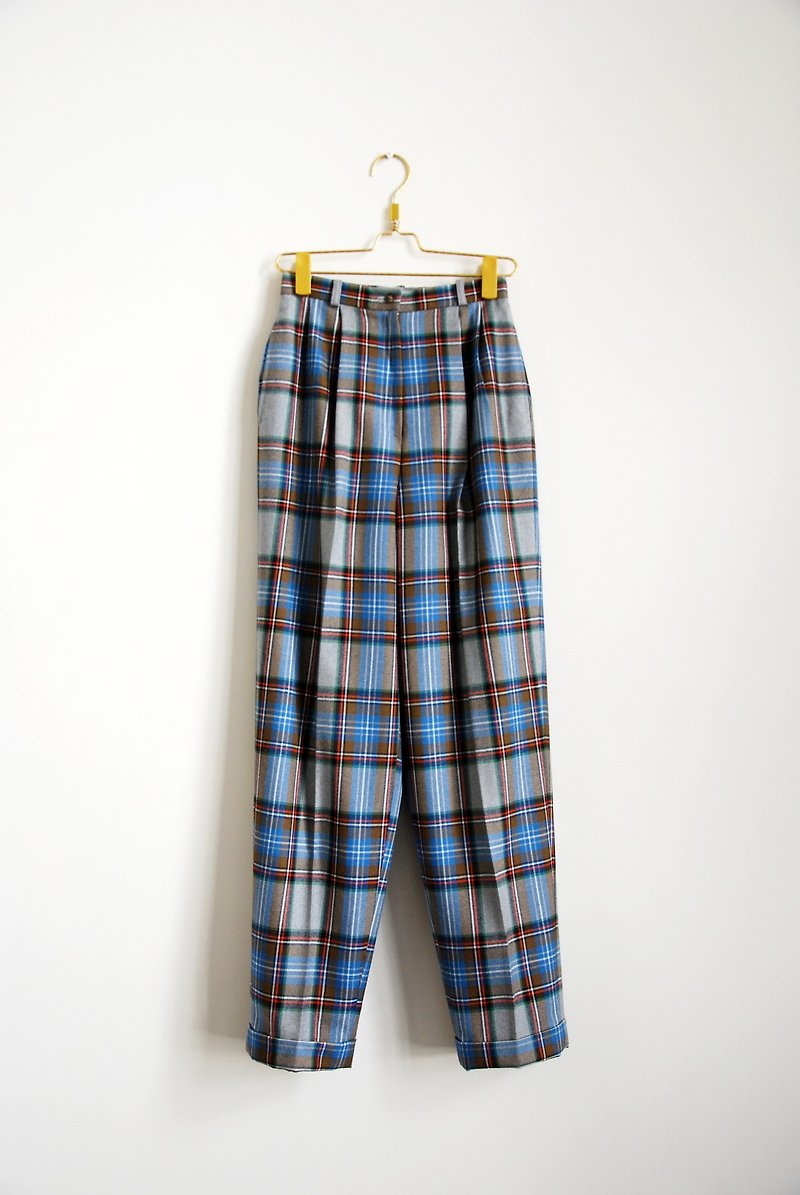 Vintage wool plaid trousers - กางเกงขายาว - วัสดุอื่นๆ 