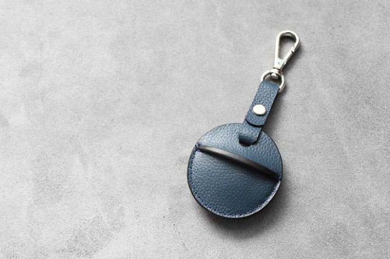 KAKU手工皮件 gogoro鑰匙皮套 活動鉤環款式 深藍色 - 鑰匙圈/鑰匙包 - 真皮 