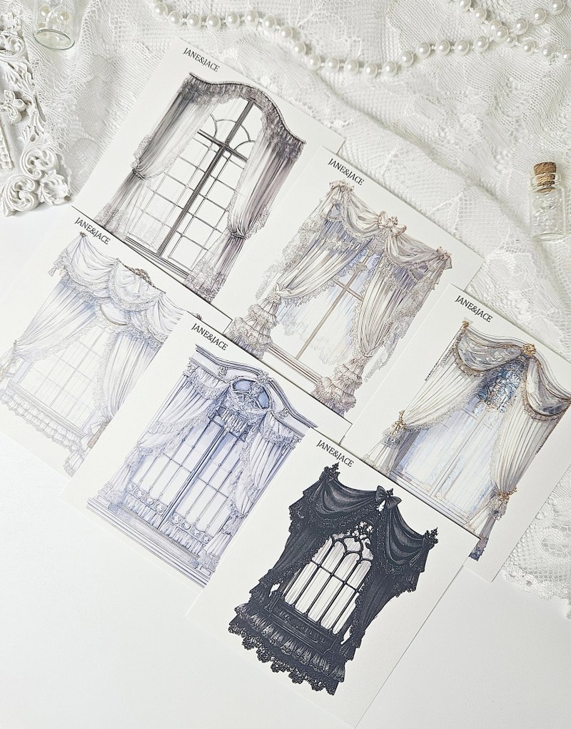 lace curtain window paper - 貼紙 - 紙 