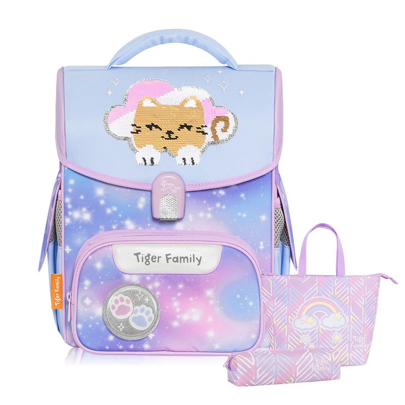 Tiger Family Elementary School Ultra-Lightweight Backpack Pro 2S-Cloud Kitten (Sequin Style) - กระเป๋าเป้สะพายหลัง - วัสดุกันนำ้ สีม่วง