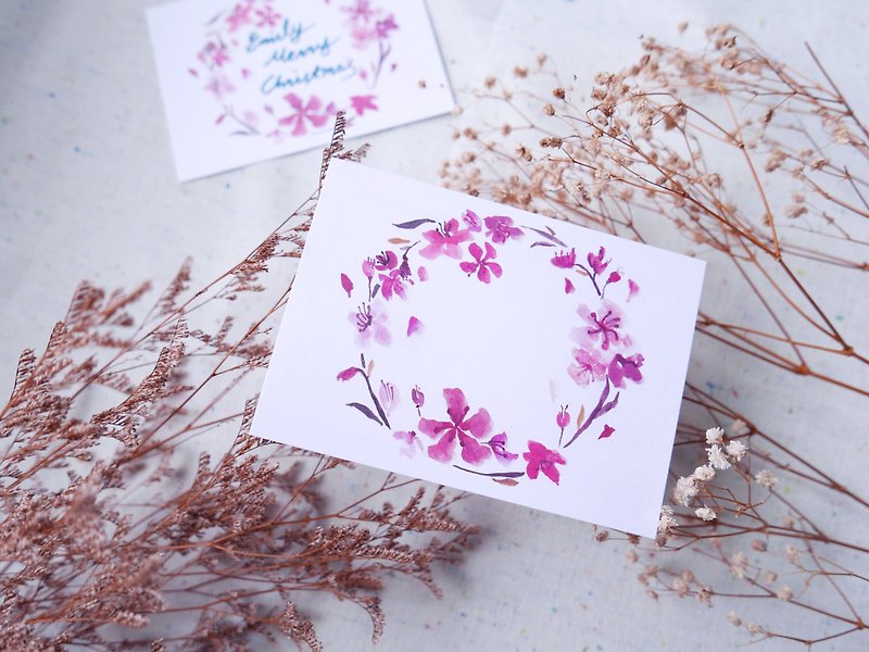 Limited purchase of spring cherry blossoms four seasons wreath universal card with plain envelope - Cards & Postcards - Paper Pink