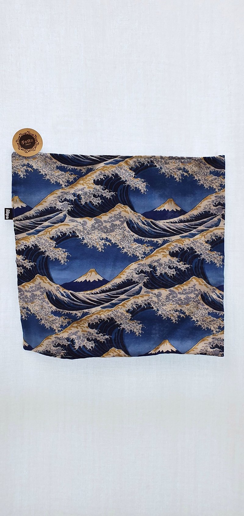 青海波-藍-純棉紗布手帕28×28cm - 手帕 - 棉．麻 藍色