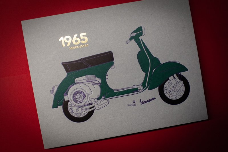 1965 Vespa180ss - Cards & Postcards - Paper Gray