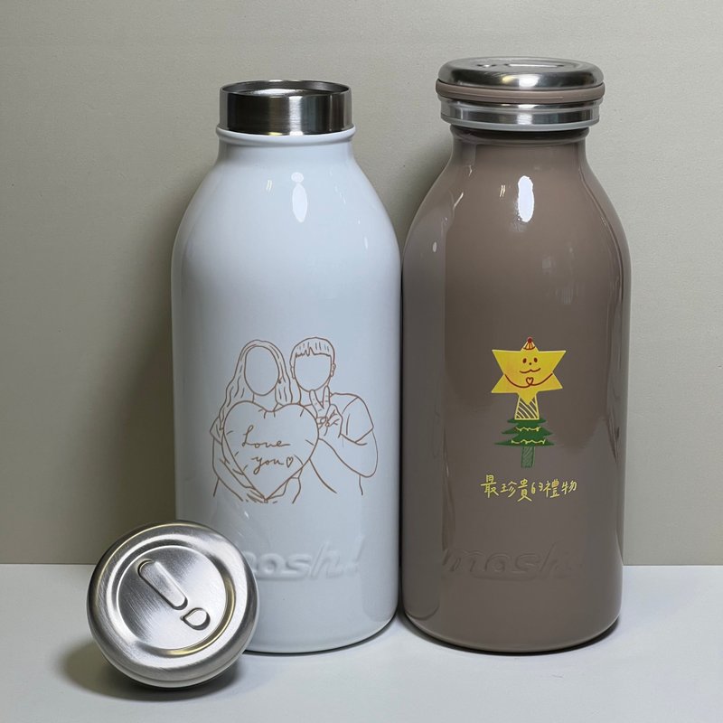 [Customized thermos] milk bottle shape mosh! Thermos / two colors optional / 350ml - กระบอกน้ำร้อน - โลหะ ขาว