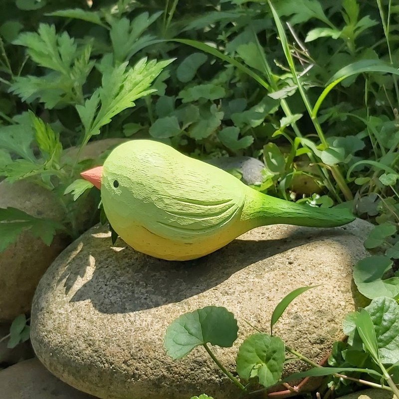 繡眼鳥 木雕(需訂購) - 公仔/玩偶 - 木頭 綠色