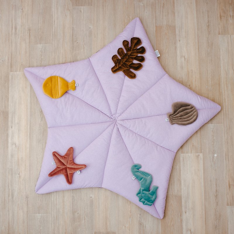 Baby imaginative play mat with velvet toys - padded playing mat - Crawling Pads & Play Mats - Cotton & Hemp Purple