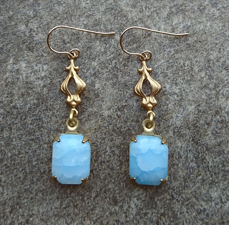 Vintage Glass Drop Earrings - Earrings & Clip-ons - Glass Blue