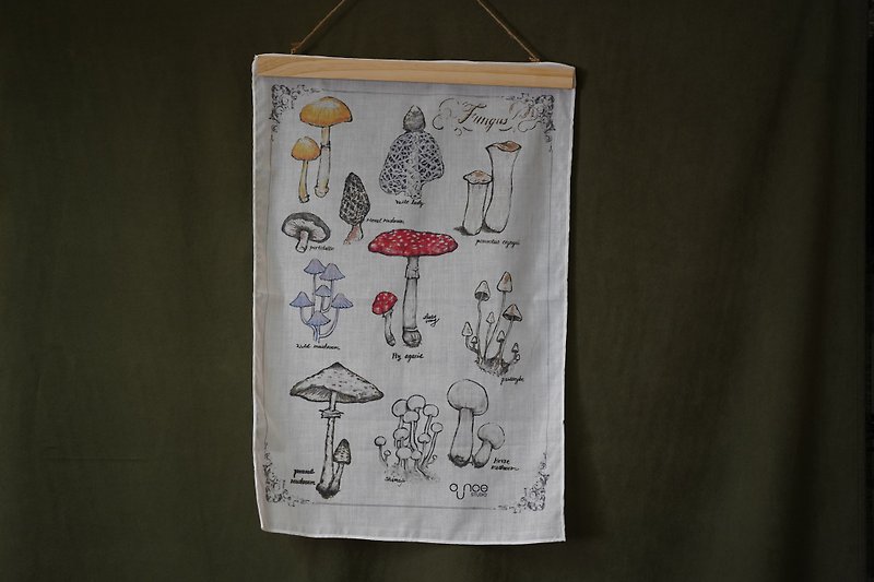 蘑菇圖鑑掛布 - 壁貼/牆壁裝飾 - 棉．麻 