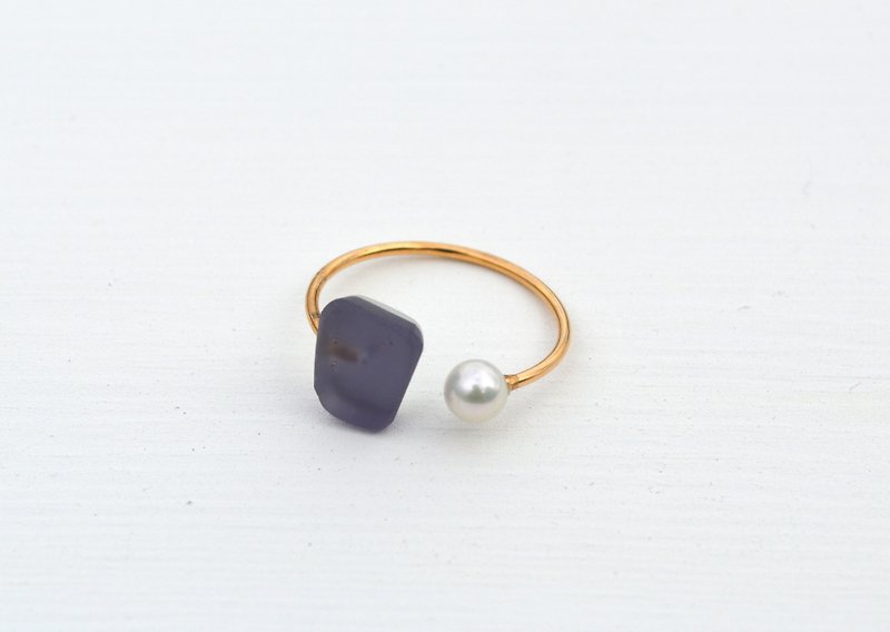 Glass and pearl ring <purple> - General Rings - Glass Purple