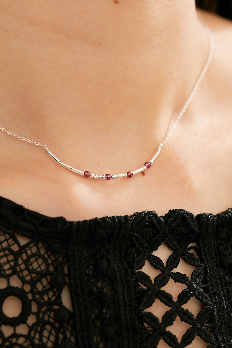 Love password password Gemstone quality Silver necklace - สร้อยคอ - เครื่องเพชรพลอย หลากหลายสี