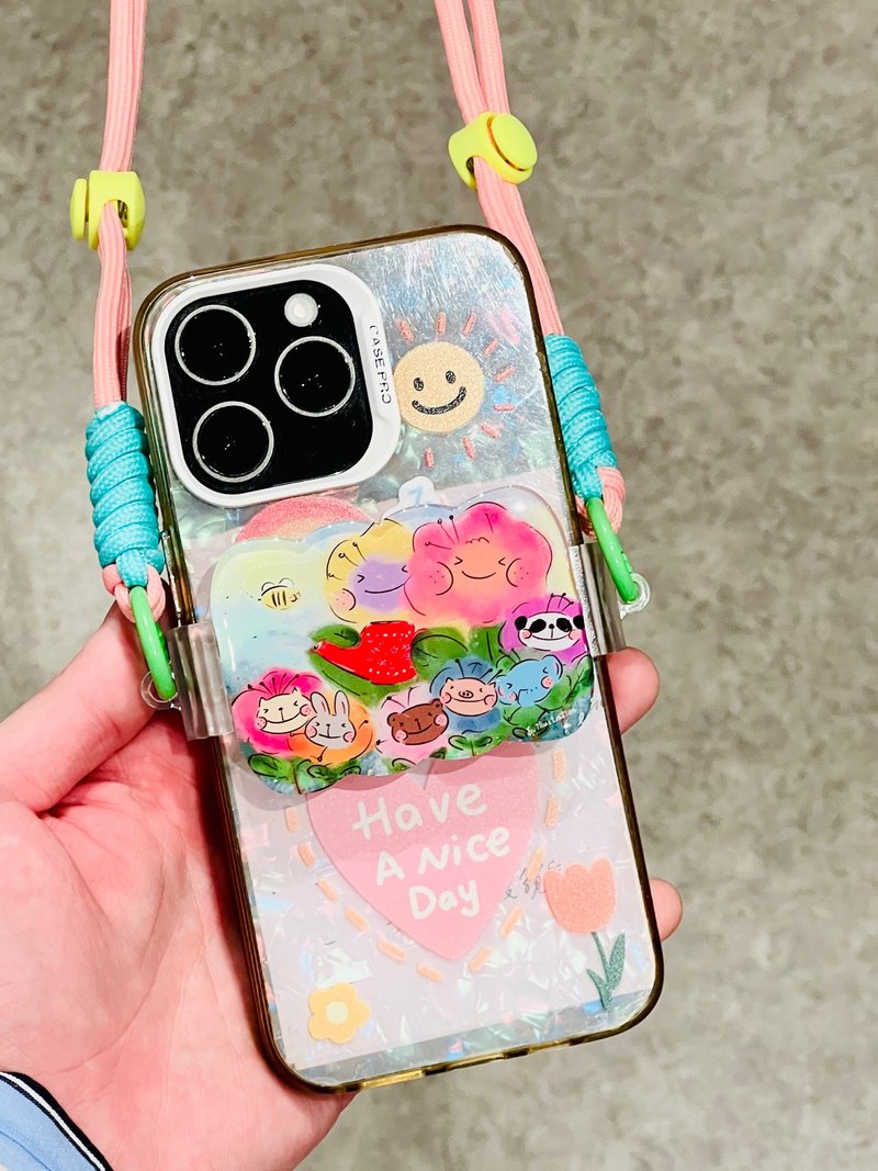 Original illustration mobile phone pendant crossbody rope - Phone Accessories - Plastic Multicolor