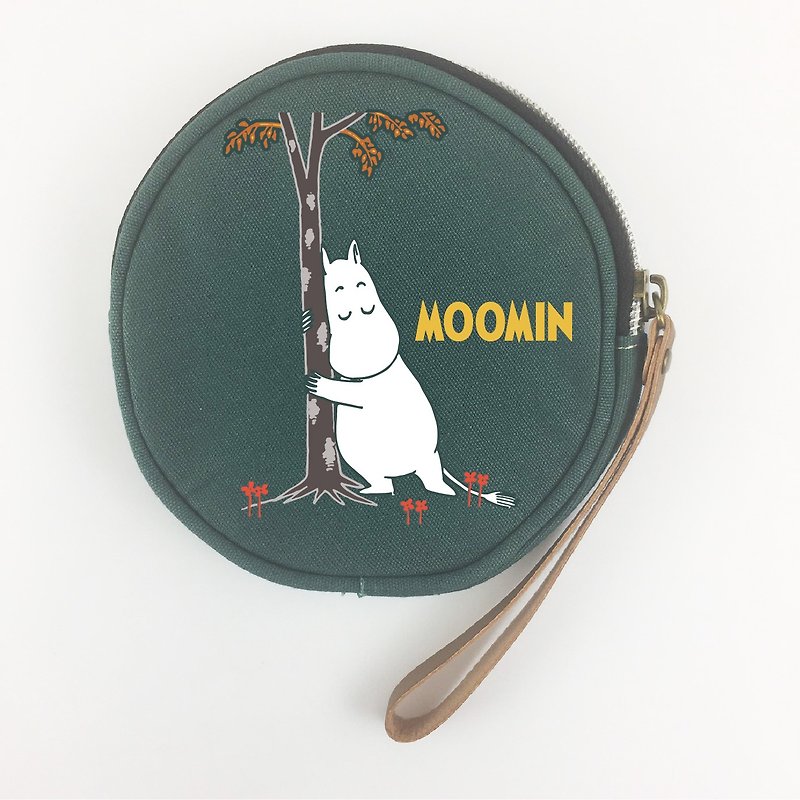 Moomin 噜噜 Mi Authorization-Large Coin Purse (Dark Green) - กระเป๋าใส่เหรียญ - เส้นใยสังเคราะห์ ขาว