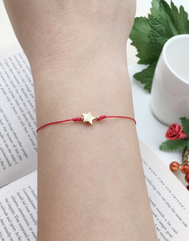 Le Bonheur Line Happiness Line Golden Jewelry Hairline Stars Red Line Bracelet Gold Plated - Bracelets - Other Materials Red