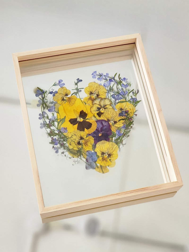 實木花框∣虎眼香菫花園∣花草標本∣母親節加贈插畫小卡 - 乾燥花/永生花 - 植物．花 黃色