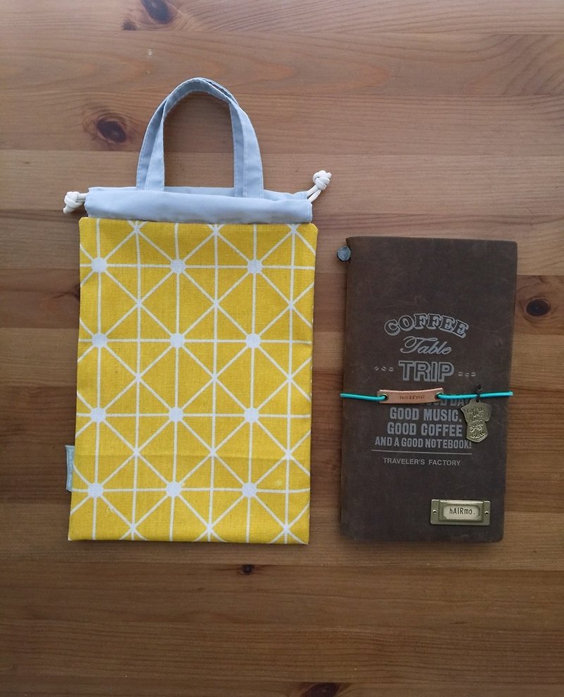 Hairmo Japanese triangular line Pocket/notepad storage bag (tn/hobo/MD/diary) - Notebooks & Journals - Cotton & Hemp Yellow