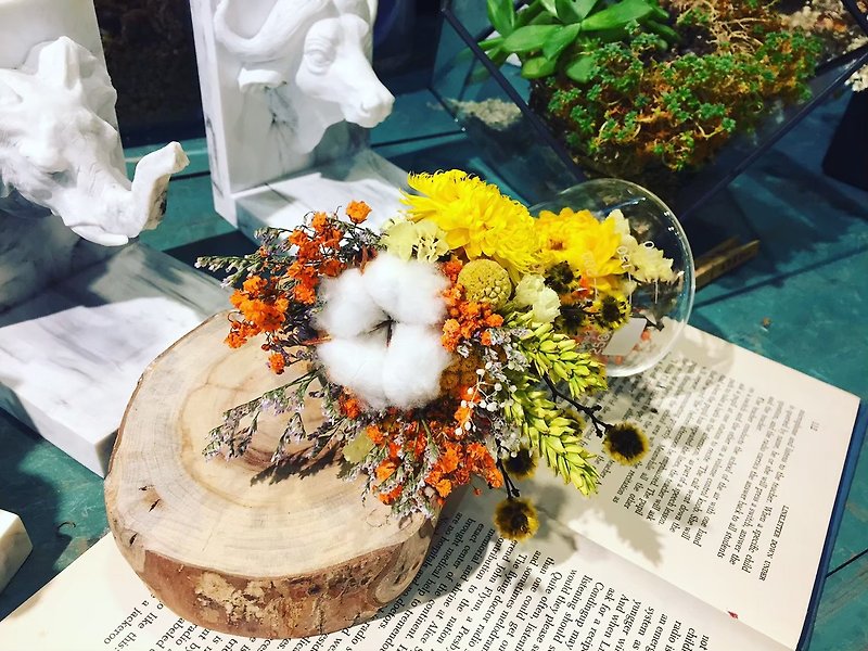 【Eternal Flower|Dried Flower】Flowers in Diffuser Vase-Beautiful Experiments|Office Healing Items|Botany Department - ช่อดอกไม้แห้ง - พืช/ดอกไม้ สีเขียว