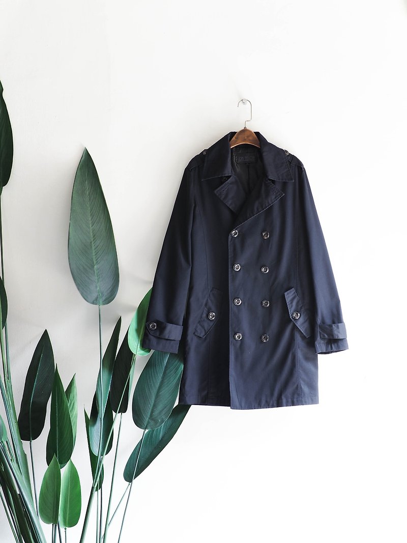Wakayama deep blue rolling antiques thin windbreaker jacket trench_coat dustcoat - เสื้อแจ็คเก็ต - เส้นใยสังเคราะห์ สีน้ำเงิน