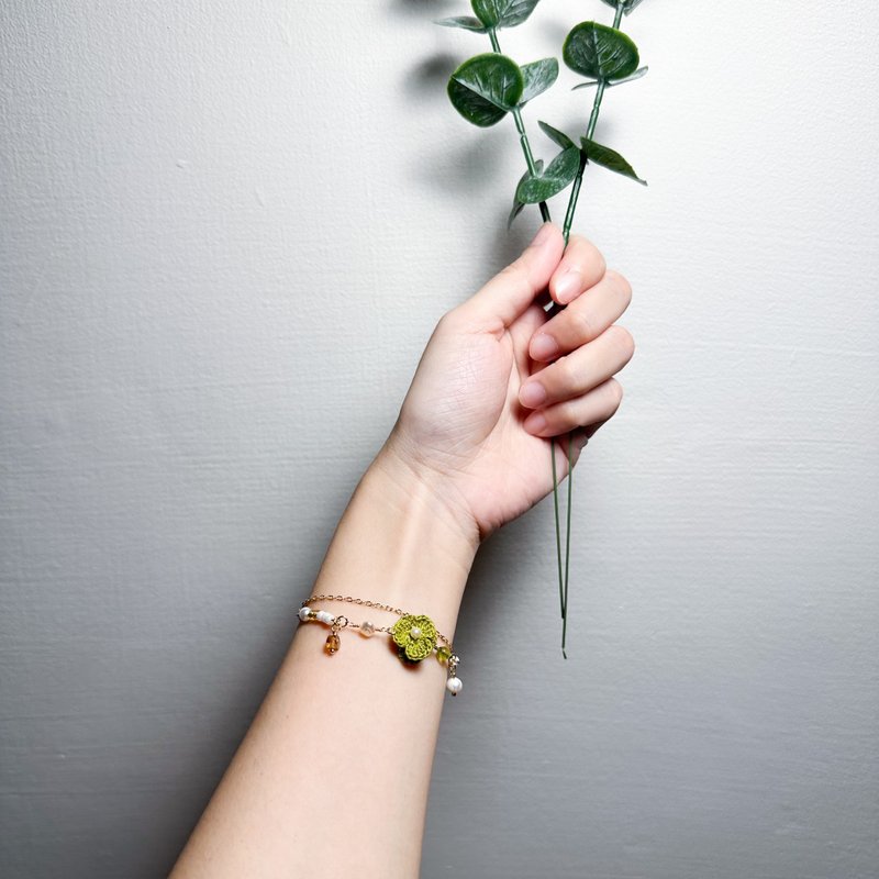 森語羅 手鍊 森林系 鉤針 綠色 聖誕節 送禮 - 手鍊/手鐲 - 棉．麻 綠色