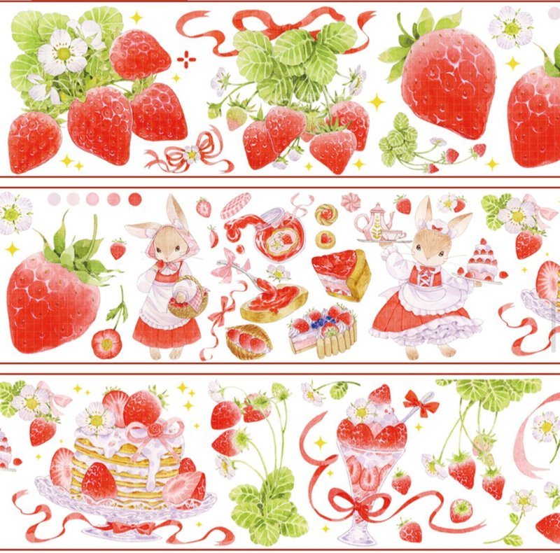 Sweet strawberry PET and paper tape laser Silver special process - Washi Tape - Paper Multicolor