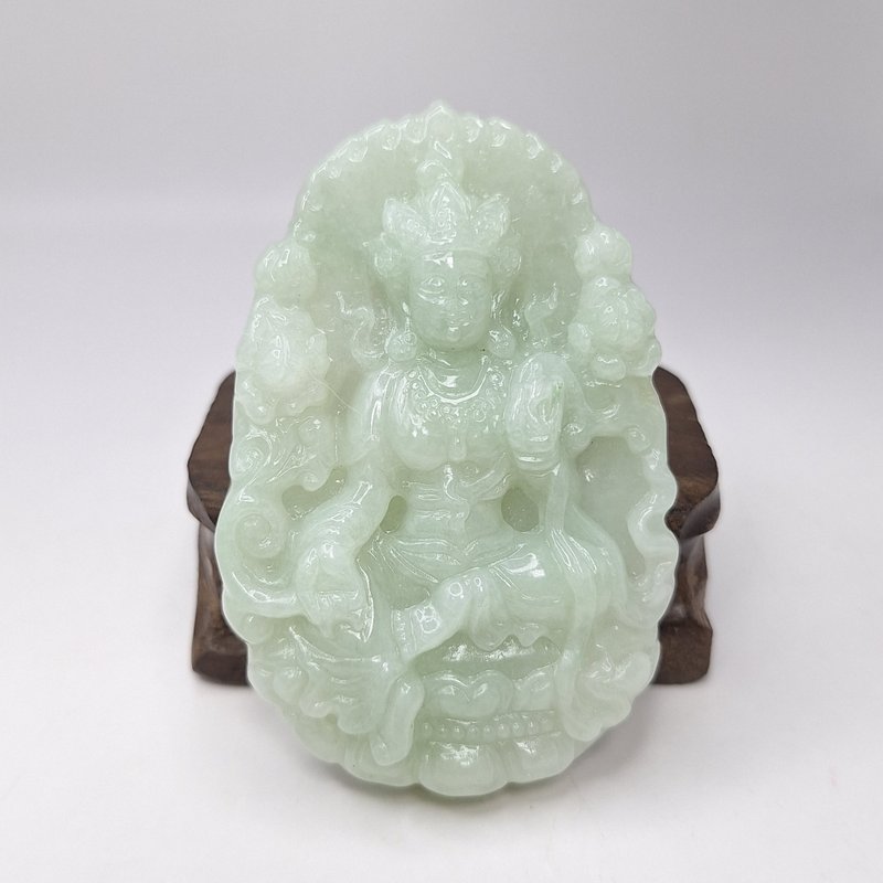 溫潤 度母觀音 吊墜 牌件 | 天然緬甸玉A貨翡翠 - 項鍊 - 玉石 