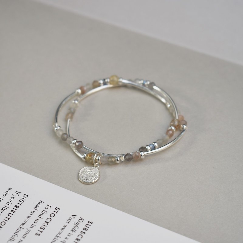 ZHU. handmade bracelet | like the sun you (sterling silver / Christmas gift / sun stone / natural stone) - สร้อยข้อมือ - เงินแท้ 