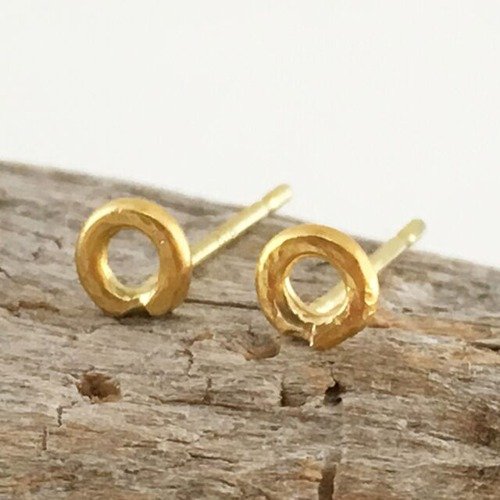 Sae+Sumi Koru K24 Pure Gold Ring 純金の輪 スタッドピアス 片耳分