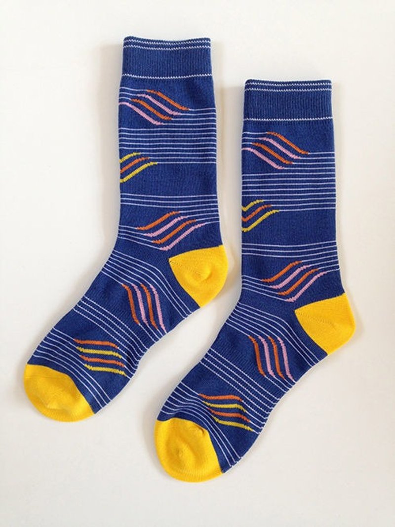 GillianSun Socks Collection 【HOT 熱銷款】025BL-Melody - 襪子 - 棉．麻 藍色