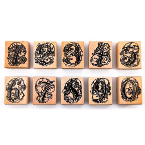 木田森果 wood3f NO.SS002 數字套組Retro Numbers set / 櫸木印章