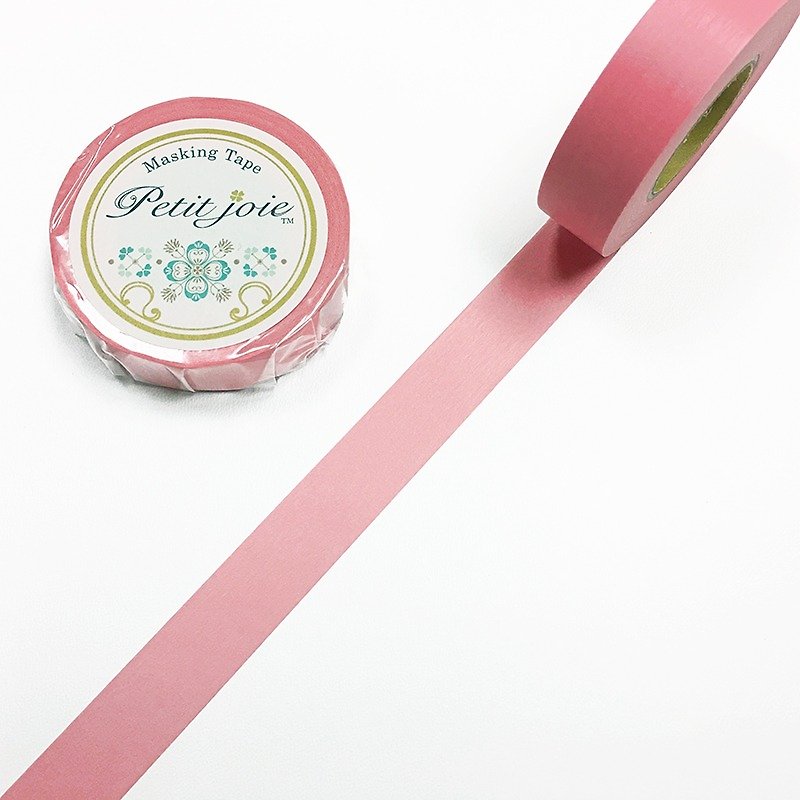 NICHIBAN Petit Joie 和紙膠帶【無地素色-鮭魚粉(PJMT-15S055)】 - 紙膠帶 - 紙 粉紅色