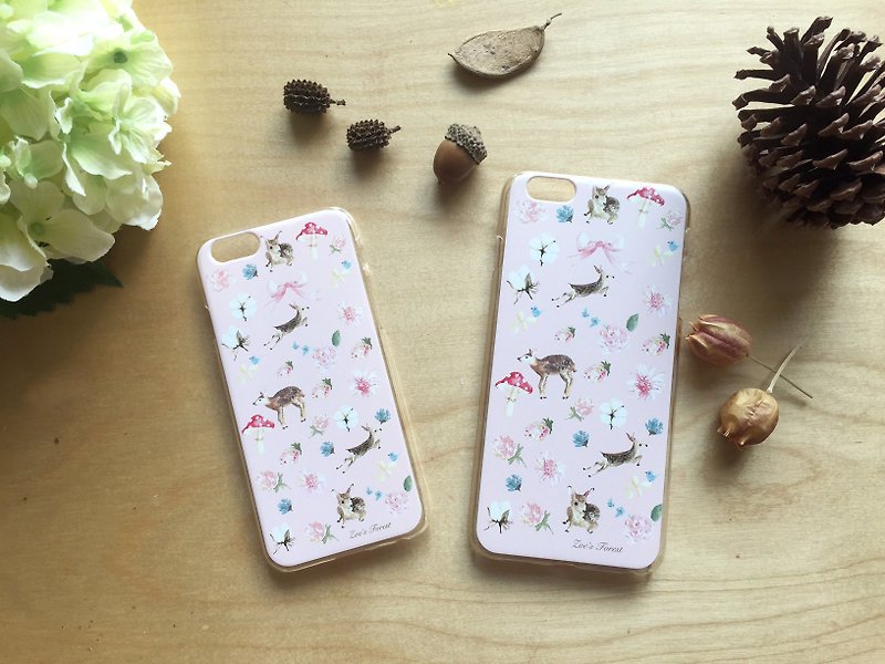Zoe's forest pink deer phone case plus/7/7plus/8/8plus/X - Phone Cases - Plastic Pink