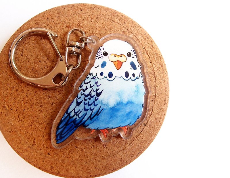 Tiger skin parrot / acrylic strap / double-sided printing / key ring - Charms - Acrylic Blue