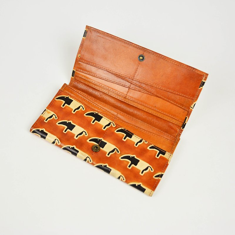 Malay 貘 long folder - Orange - fair trade - Wallets - Genuine Leather Orange