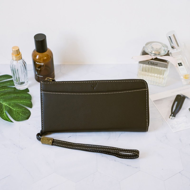 【禮盒】真皮拉鏈手拿長夾 X65039 黑 - 銀包 - 真皮 黑色