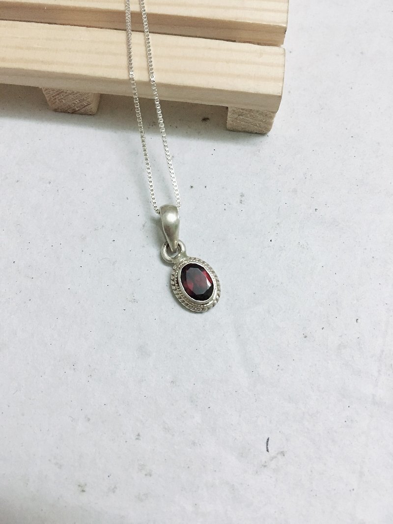 Garnet Pendant Handmade in Nepal 92.5% Silver - Necklaces - Semi-Precious Stones 