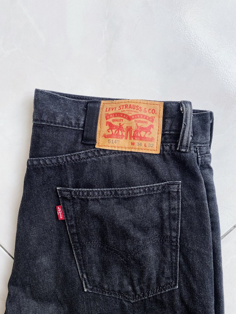 levis / 514 W34 灰黑微刷色 古著中高腰丹寧牛仔長褲 vintage - 男長褲/休閒褲 - 棉．麻 黑色