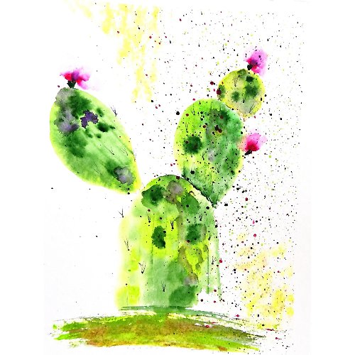 RayLarArt Watercolor Original Art Cacti Painting Arizona Desert Art Succulent Home Decor